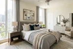 Luxury master bedroom at Sobha Rivana